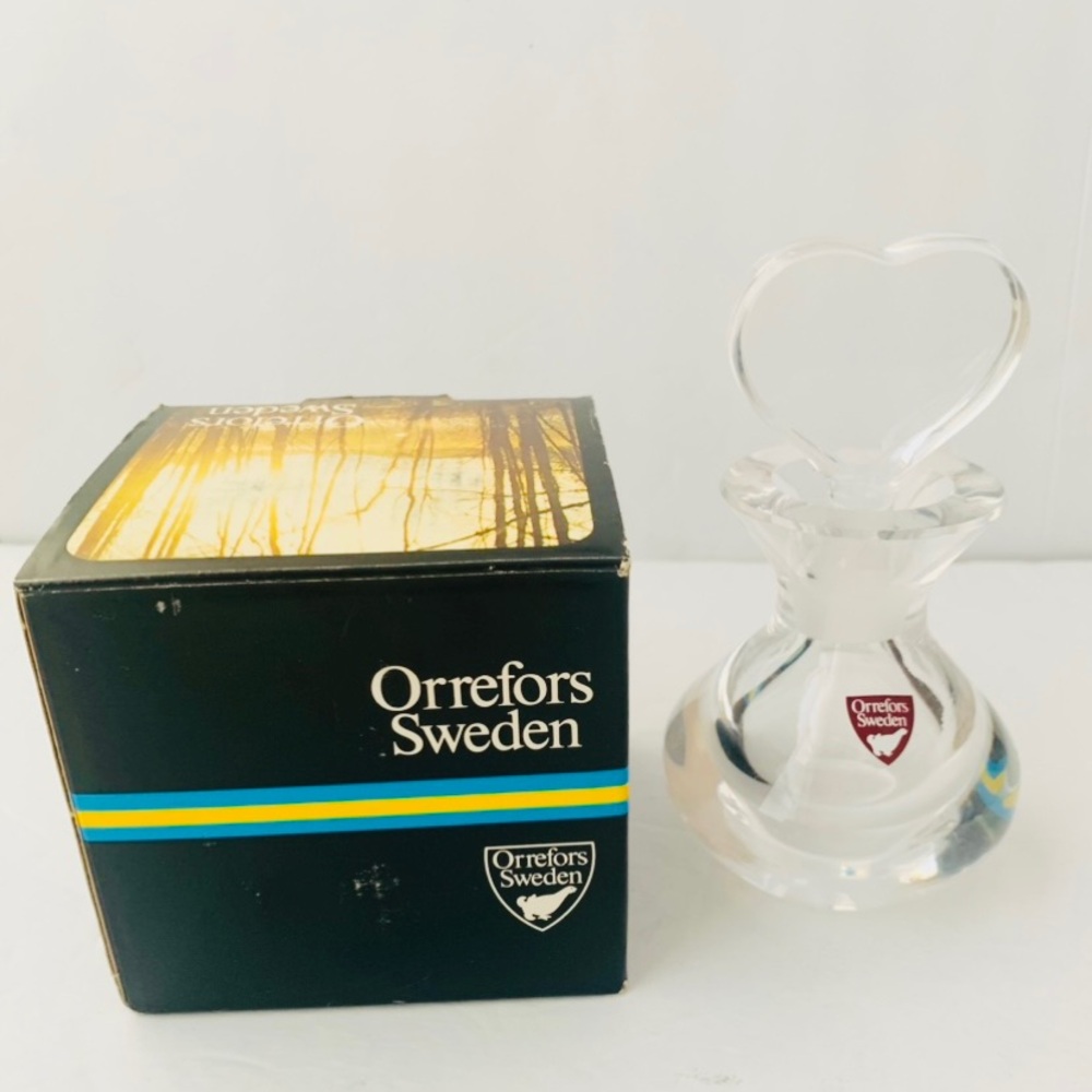 NWOB Vtg Orrefors Sweden Henning Koppel Heart Topped Perfume Bottle